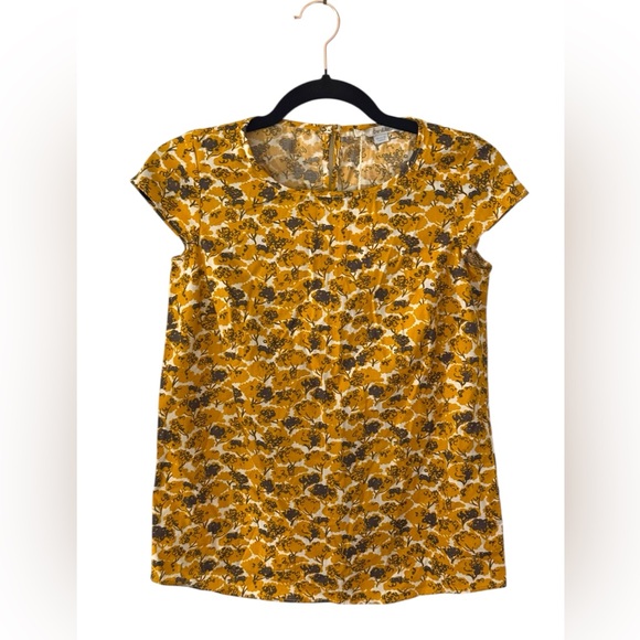 Boden Tops - Boden Cotton Top Size 2 NWT – Mustard Tree Print, Keyhole Back